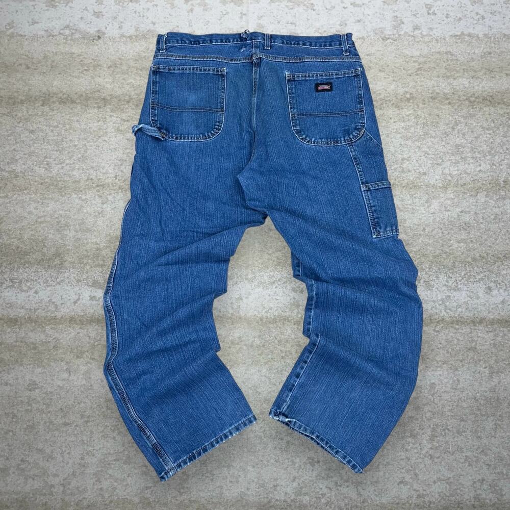 Vintage 90s Dickies Carpenter Jeans 38x32 Baggy Dark Wash Work Wear Red Label